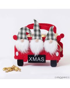 Cesto fieltro rojo 25caramelos gnomos gorro cuadros coche*