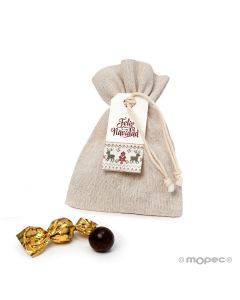 Bolsa algodón 4 croki-choc, tarjeta Feliz Navidad