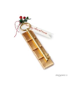 Golden key marker with 4 neapolitans and holly ornament 15cm