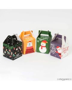 Boîte de Noël colorée, assorties 4, 18x15,5x8cm
