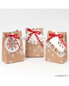 Scatola Natale marrone con fiocco rosso assortiti 3