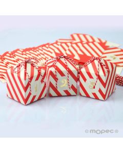 Advent Calendar paper box set, red stripes 5,4x8cm