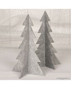 Arbre paillettes argent 19cm