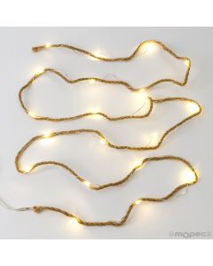 Wired rustic led garland with 20 led and yute cord 190cm.