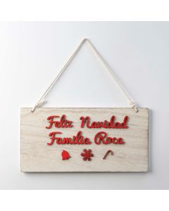 Wooden poster Merry Christmas personalized in red
