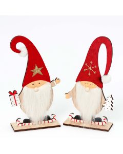 Figura madera Gnomos rojo terciopelo regalo y árbol, stdo.2