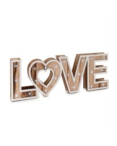 Wooden sign 40cm. LOVE with led light