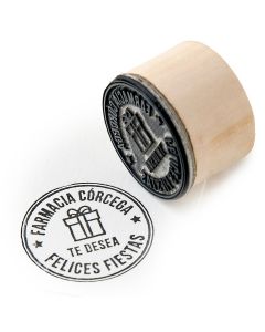 Round customized stamp...Te desea F.Fiestas 3,5Øx2,5cm.