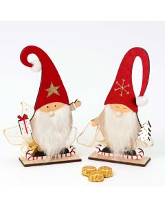 Figura Gnomi in velluto rosso regalo e albero 3torinos, asst