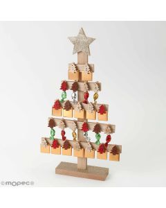 Tree wooden advent calendar 14choc.&10sweets 52cm