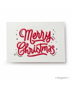 Biglietto Merry Christmas rosso e nero 5x3,5cm 1foglio=36u.