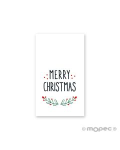 Carte Merry Christmas avec houx 6x3,5cm.1feuille=30u