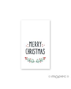 Biglietto Merry Christmas con agrifoglio 6x3,5cm.1foglio=30u