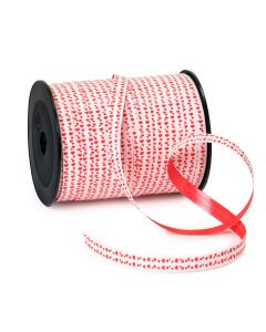 Ruban blanc-rouge petit coeurs 10mmx250m