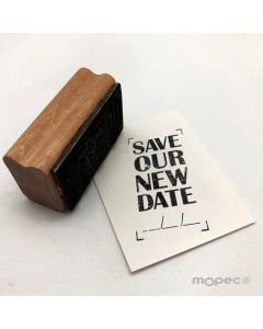 Rect. stamp Save Our New Date 3x5,5cm.