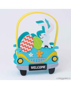 Felt easter rabbit car basket 14x20x6,5cm.