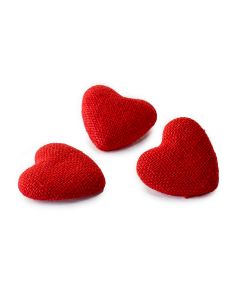 Adhesivo corazón de tela rojo  2,7cm., min.12