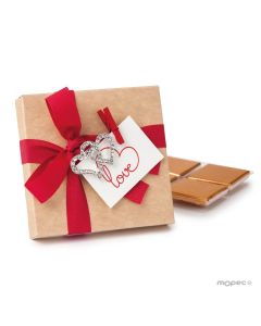 Boîte 4 chocolats broche coeur et carte love