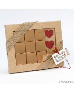Estuche 10 napolitanas corazones San Valentín con tarjeta disponible en idiomas