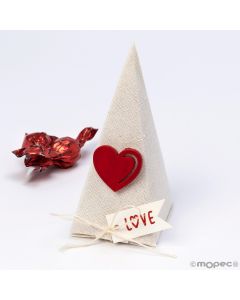 Boîte pyramidale avec 5 croki-choc carte d'amour coeur rouge