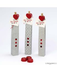 Coffret 6chocolats avec clip et carte Feliz San Valentin