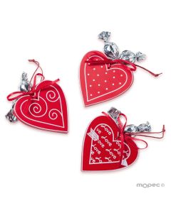Ciondolo cuore rosso San Valentino e 2 crokichocs, 3assort.