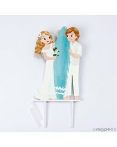 Surf wedding couple cake topper 18cm.