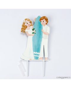 Cake topper novios Surf 12,2x18x0,4 cm.