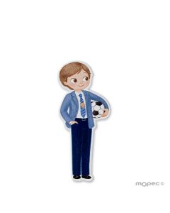 Figura 5,5cm. con adesivo bambino comunione con pallone