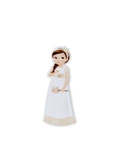 Figura 5,5 cm. con adesivo bambina comunione romantica