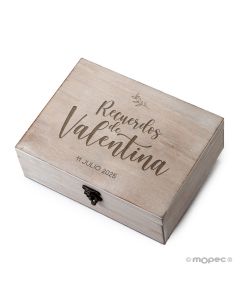 Cofre madera personalizado para guardar recuerdos ramita olivo 23x17cm