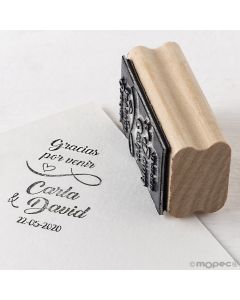 Personalized Rectangular stamp Gracias por venir 3x5,5 cm.