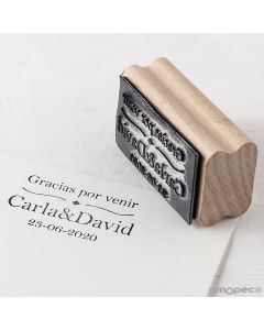 Customized rectangular stamp Gracias venir + rhombus 5,5x3cm