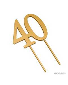 Cake topper 40 in colore dorato 17cm.