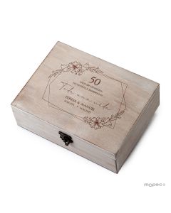 Baule in legno 50 ° Anniversario personalizzato per souvenir 