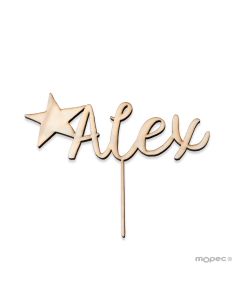 Cake topper nomi in legno e stella 15cm. appross.