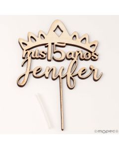 My 15 years personalized crown wooden cake topper