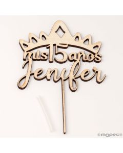 Cake topper madera Corona personalizado Mis 15 años