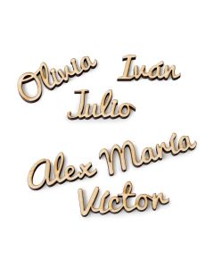 Personalized wooden name for dish 2,5cm height approx.
