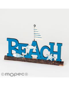 Letrero madera Beach 20x12cm,