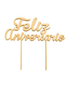 Cake topper de madera, Feliz Cumpleaños 13x21cm.,