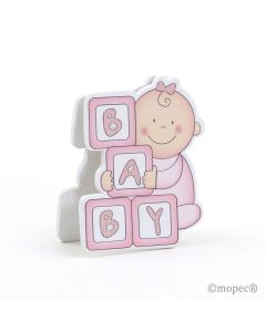 Wooden baby photoholder duble-face pink 7,5cm