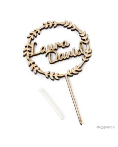 Cake topper ghirlanda con 2 nomi 10x17,5 cm.