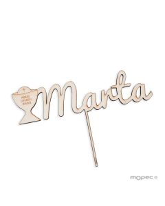 Wooden cake topper personalized chalice 1 name 16cm approx.
