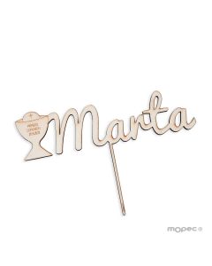 Cake topper madera cáliz personalizado 1 nombre 16cm.aprox