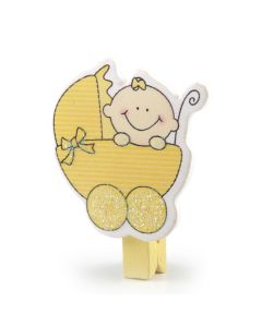Pinza madera carrito amarillo 5x4cm. min.12