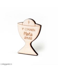 Wooden magnet 6cm. personalized chalice 
