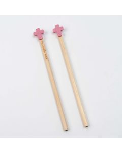 Exagonal wooden pencil Cross pink