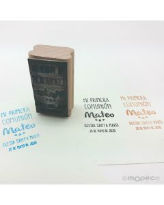 Communion rectangular personalized stamp, stars 3x5.5 cm