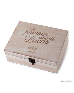 Customized wooden chest 23x17cm The first year of...